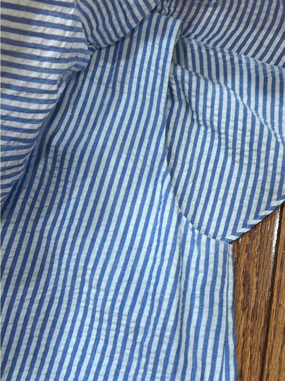 Vineyard Vines Blue and White Striped One-Shoulder Ruffle Tunic - Picture 4 of 5